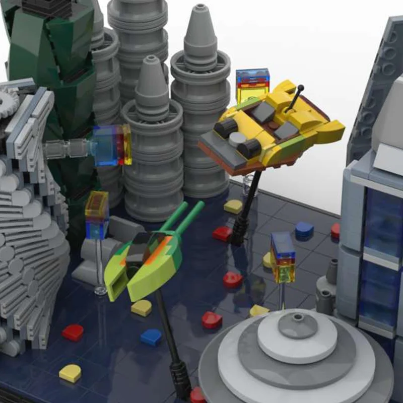 

Street View Coruscant Pursuit Speeder Chase Micro Building Blocks Bricks MOC Series Diy Constructor Children's Toys Kids Gifts