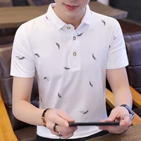 2021 summer polo shirt mens short sleeve plumage printed t shirt sports casual golf shirts fashioin korean male polos shirt