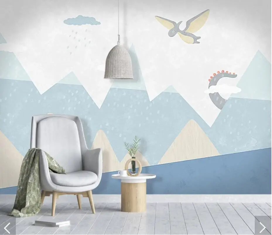 Ручная роспись коробки обои с динозаврами росписи детская Спальня стены рулона