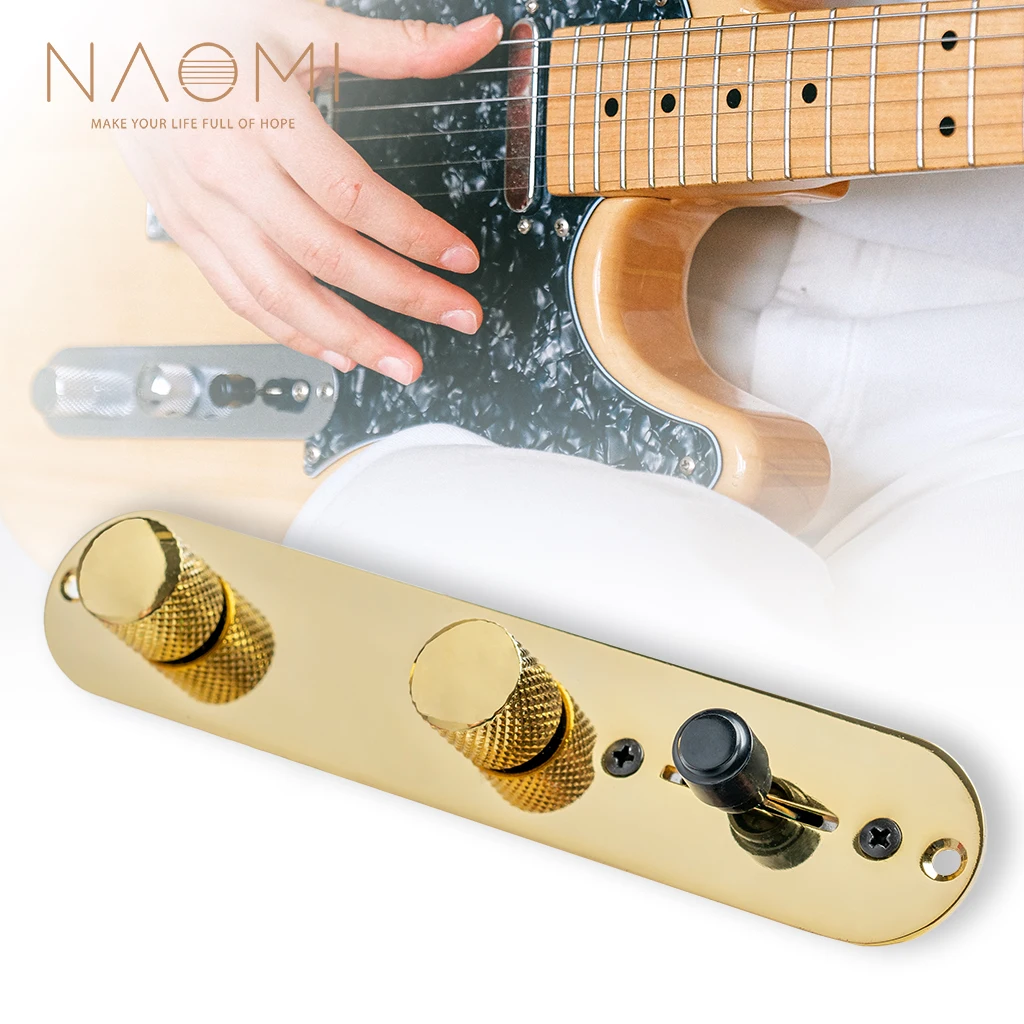 

NAOMI Gold Plated Guitar Control Plate 3 Way Loaded Switch Wiring Harness Knobs with Mounting Screws For TL Guitar