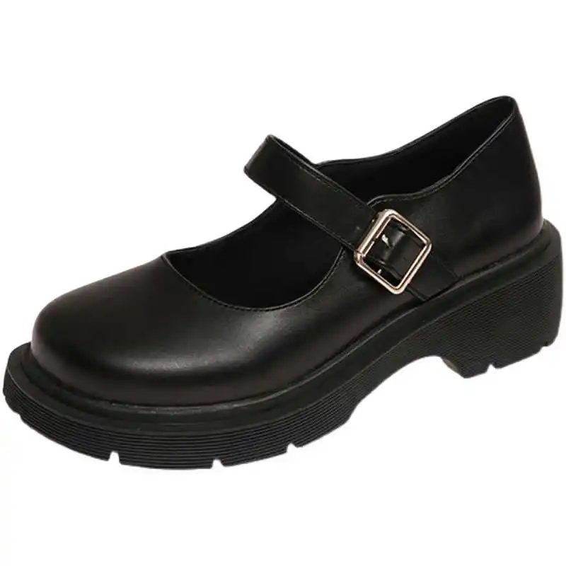 

New style Women PU lolita shoes shoes Sweet girl Korean College Students cute JK Black Round Toe Platform Mary Jane Shoes