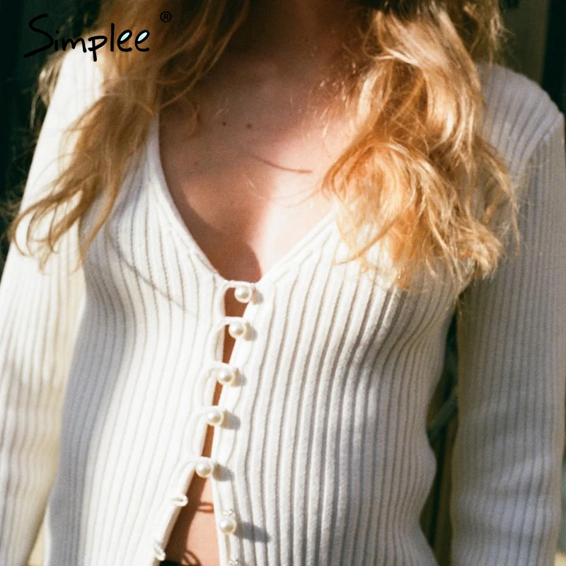 Simplee вязаный короткая кардиган женский осень-зима кардиганV-образным вырезом