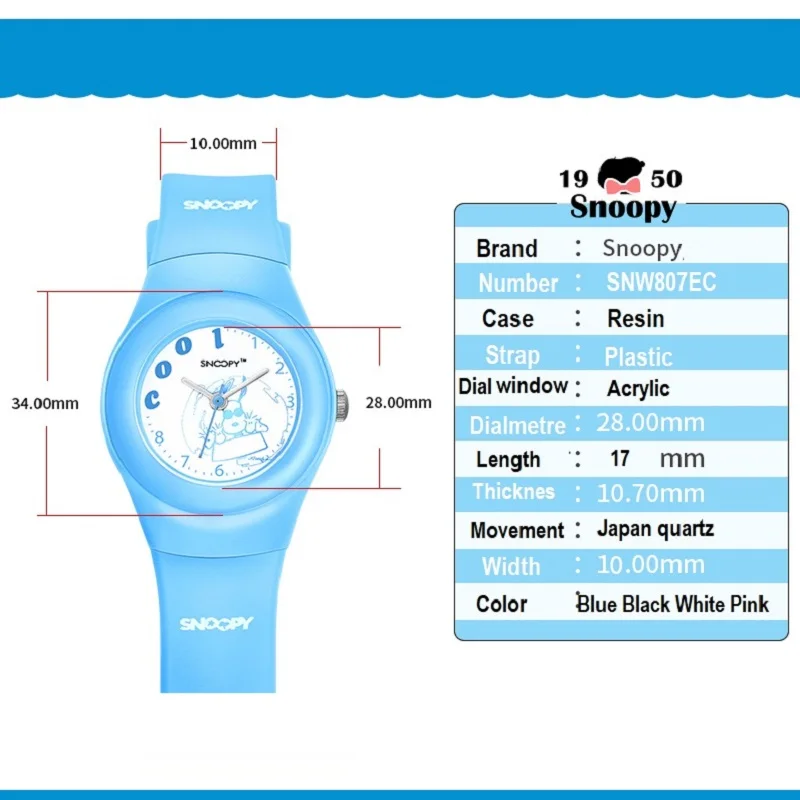 Детские милые японские кварцевые повседневные наручные часы SNOOPY с