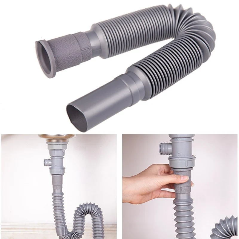 

New Flexible Bendable Drainage Basins Under 78cm Pp Plastic Pipes Fittings for The Kitchen Loodgieter Wash Basin Drain