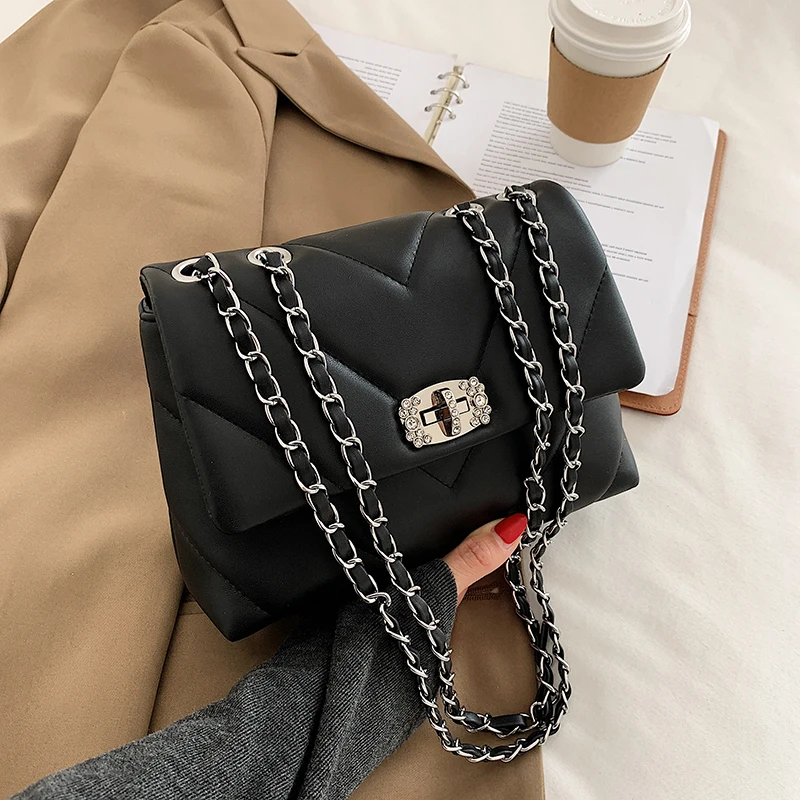

V-line chain Crossbody Bag For Lday 2021 Fashion Sac A Main Female Shoulder Bag Female Handbags And Purses With Handle