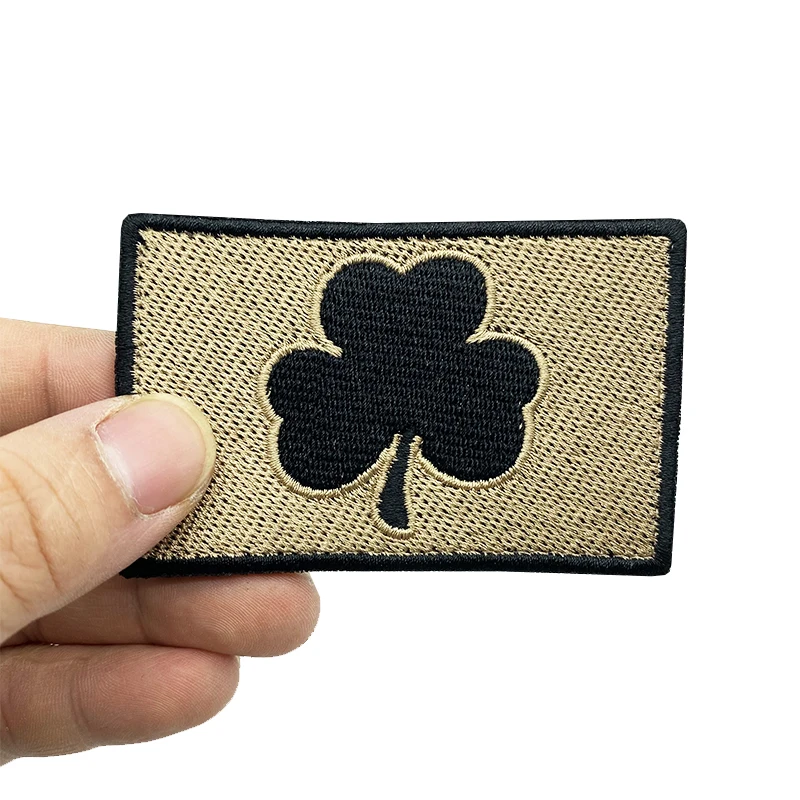 

Lucky shamrock embroidered Velcro patch hook and loop military Tactical Applique for Clothing Armband Backpack Accessory