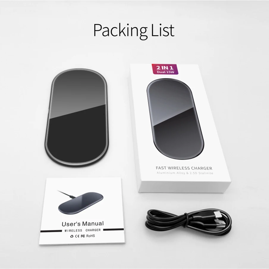 

30W Qi Wireless Charger for iPhone 11 Pro X XS 8 Dual 15W Fast Wireless Charging Pad for Samsuang Huawei Xiaomi 2.5D Glass