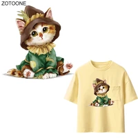 zotoone cute cat patches animal stickers for kids iron on transfers patch for clothing t shirt diy heat transfer appliques e