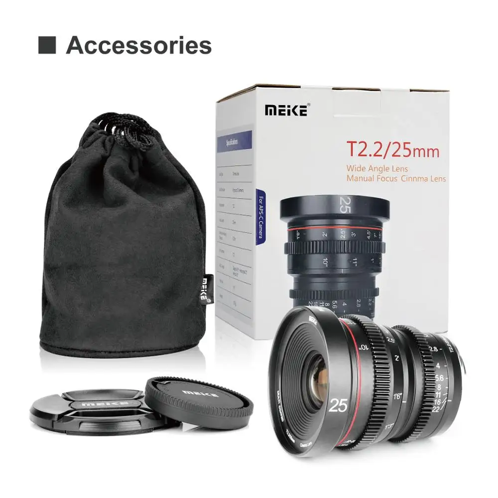 Meike 25 мм T2.2 Большая диафрагма ручной фокус Prime Cine Lens для Olympus Panasonic M43/для Fujifilm X