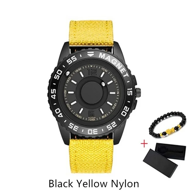 YZ BK Yellow Nylon EUTOUR, магнитные часы, мяч, шоу, мужские, водонепроницаемые, Роскошные, мужские, s, наручные часы, спортивные, нержавеющая сталь, Прямая поставка, кварцевые наручные часы - Цвет: YZ BK Yellow Nylon