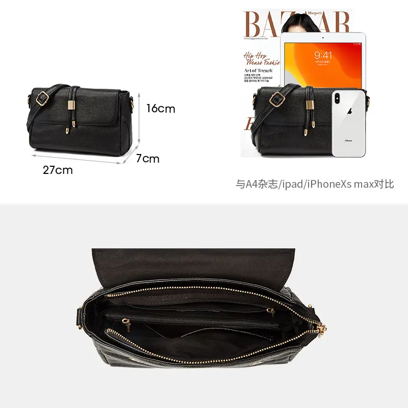 Мягкие женские сумки через плечо из 100% воловьей кожи простая Большая