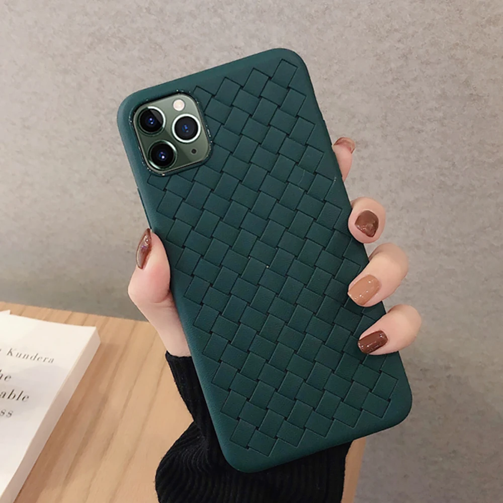 Дышащий чехол для телефона iPhone 11 Pro Max Роскошные Силиконовые плетеные сетчатые