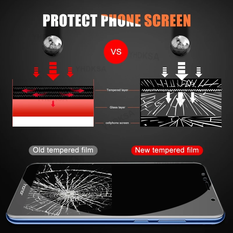 9D полное закаленное стекло для Huawei P smart 2018 P10 Plus P20 Pro защита экрана на Honor 8 9 10 Lite 7A 7C