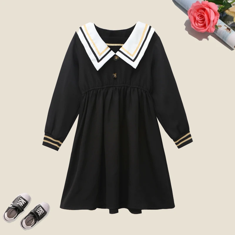 

Cotton Children Clothes Preppy Style Kids Dresses for Girls New Autumn Dress 2021 Long Sleeve Baby Girls Vestidos for 3-14Y