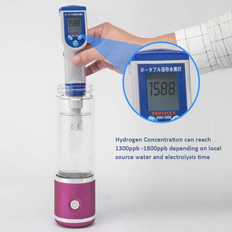Portable 300ml high dissolved hydrogen up to 1800ppb no ozone SPE/PEM Hydrogen Generator Water Bottle |