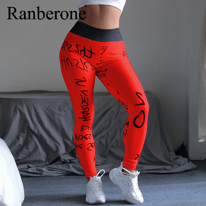 Ranberone 2020 Yoga Pants 3D Printing Elastic High Waist Women's Pants Push Up Fitness Elastic Sport Running Leggings Gym Tights