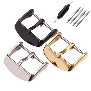 Пряжка HENGRC для часов, полированный черный золотистый ремешок из нержавеющей стали, Часовые аксессуары, 16 18 20 22 24 мм