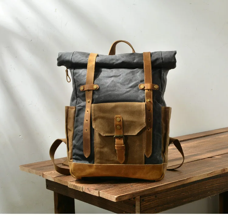 

Free Shipping,Brand classic waterproof canvas backpack,vintage schoolbag.casual bag,big 17inch laptop backpack.leather bag.