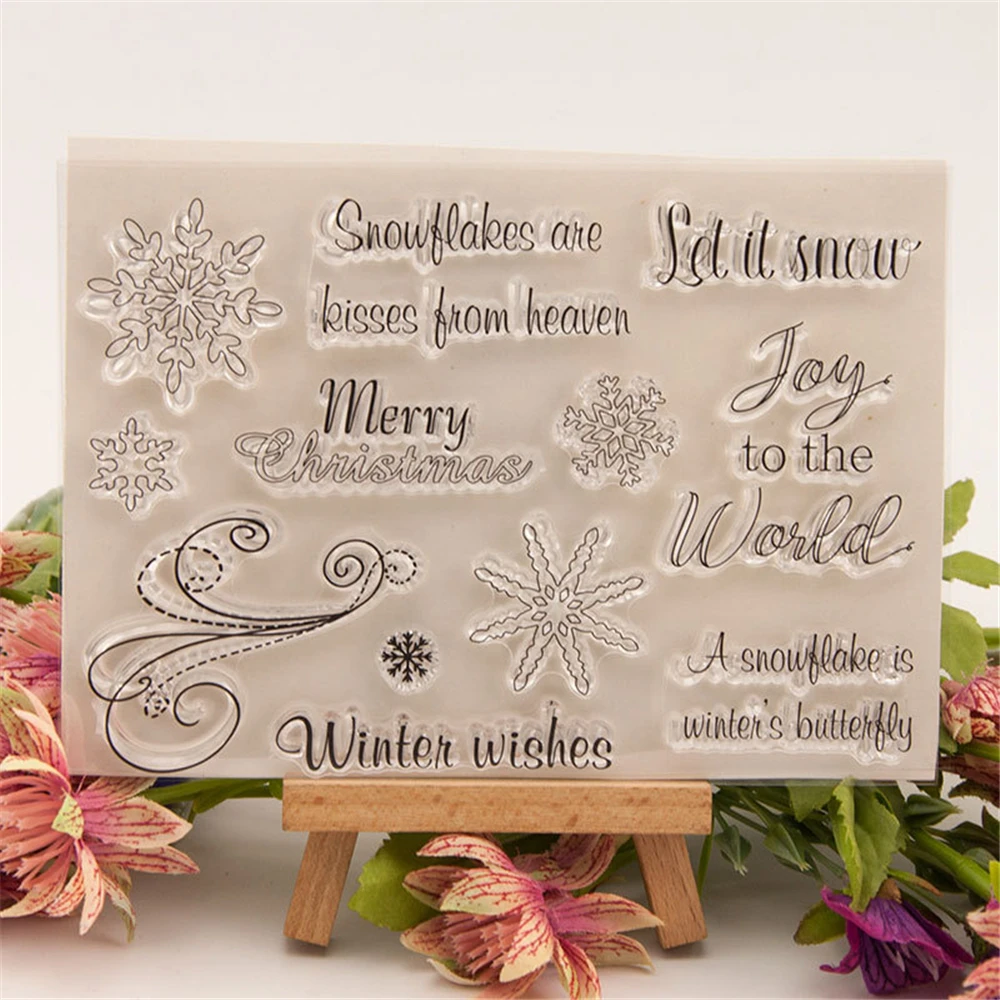 Веселые слова силиконовые Рождественские прозрачные штампы для скрапбукинга