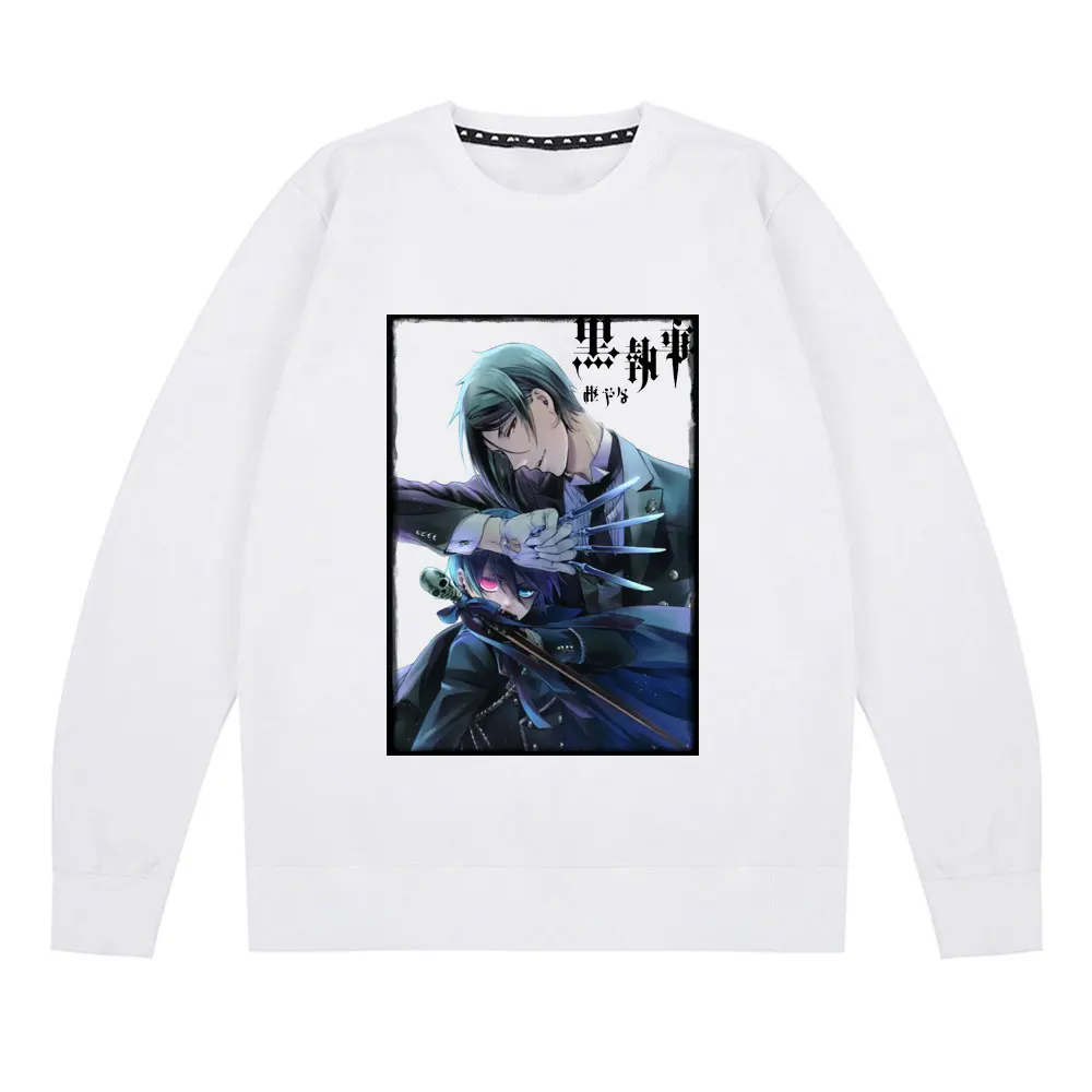 

Men Harajuku Creativity Pullovers Trendy Black Butler Sweatshirt Pure Cotton Anime Manga Pullover Sebastian Michaelis Streetwear