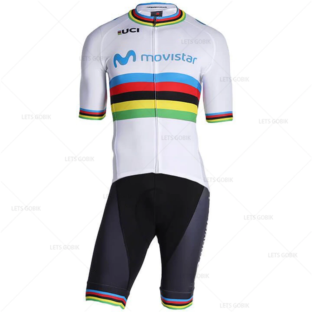 MOVISTAR TEAM, чемпион, набор Джерси для велоспорта(2 шт.), летний короткий рукав, Ropa Ciclismo Hombre, одежда для велоспорта, велосипедная форма