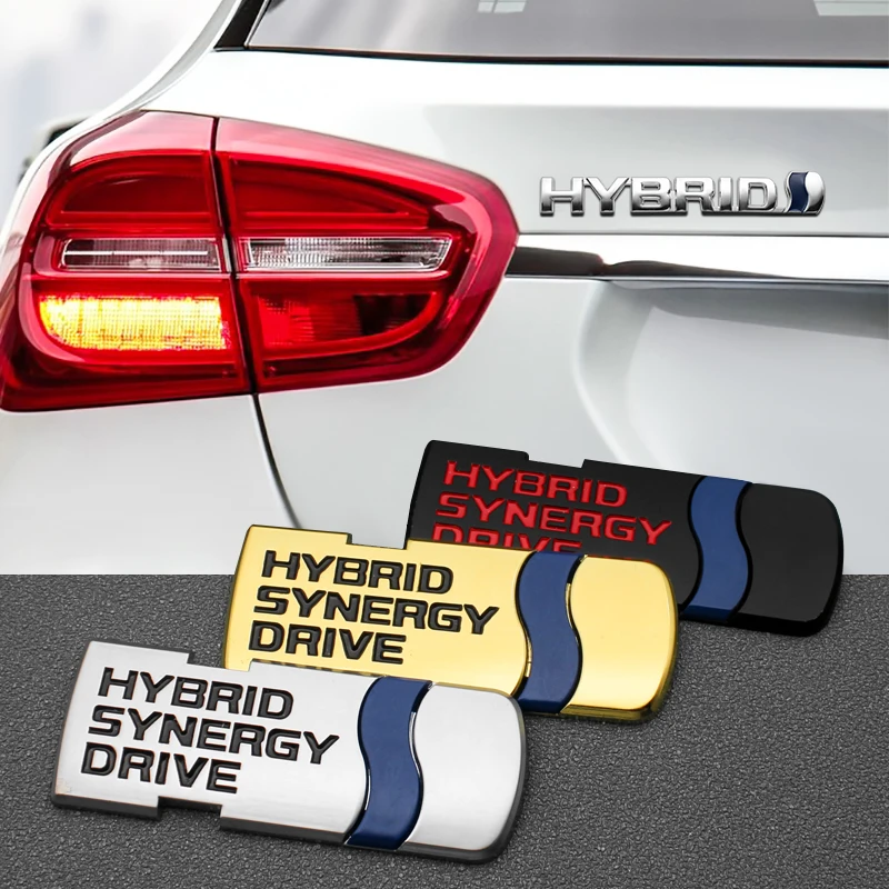 

For Toyota HYBRID Synergy Drive Letter Prius Camry Rav4 Crown Car Styling 3D Metal Trunk Body Badge Stickers Decal Accessories