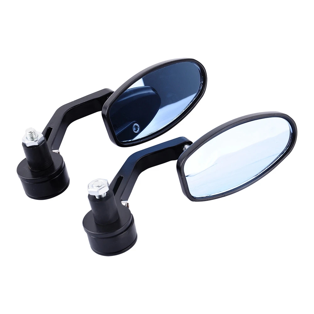 

High Quality Clear White Glass 1 Pair 7/8" 360 Degree Swivel Motorbike Handle Bar End Rear View Mirrors Black Motorcycle