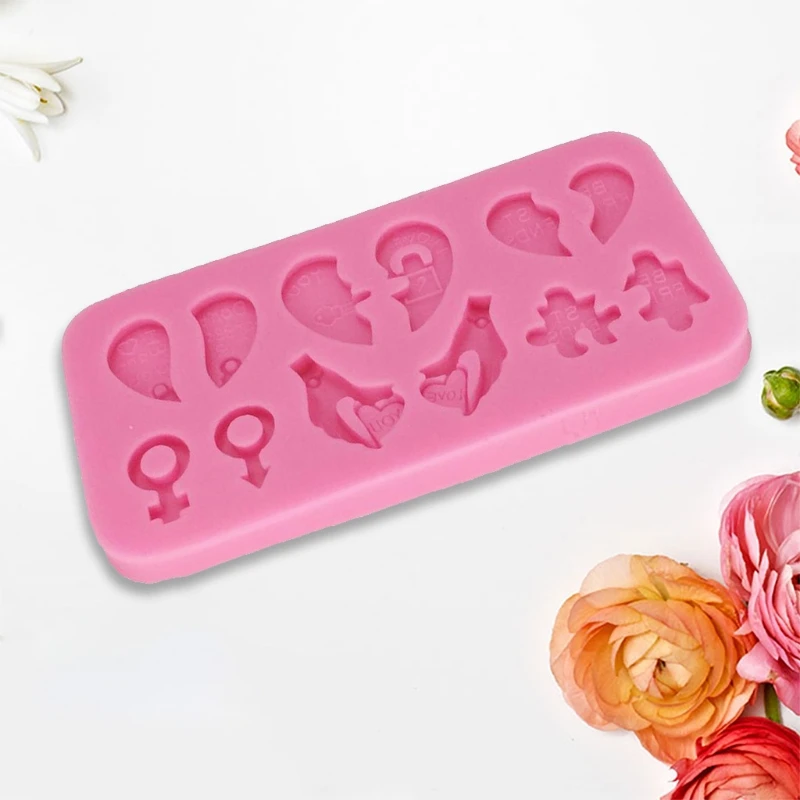 

DIY Love Heart Shape Keychain Epoxy Resin Mold Earrings Pendant Silicone Mould