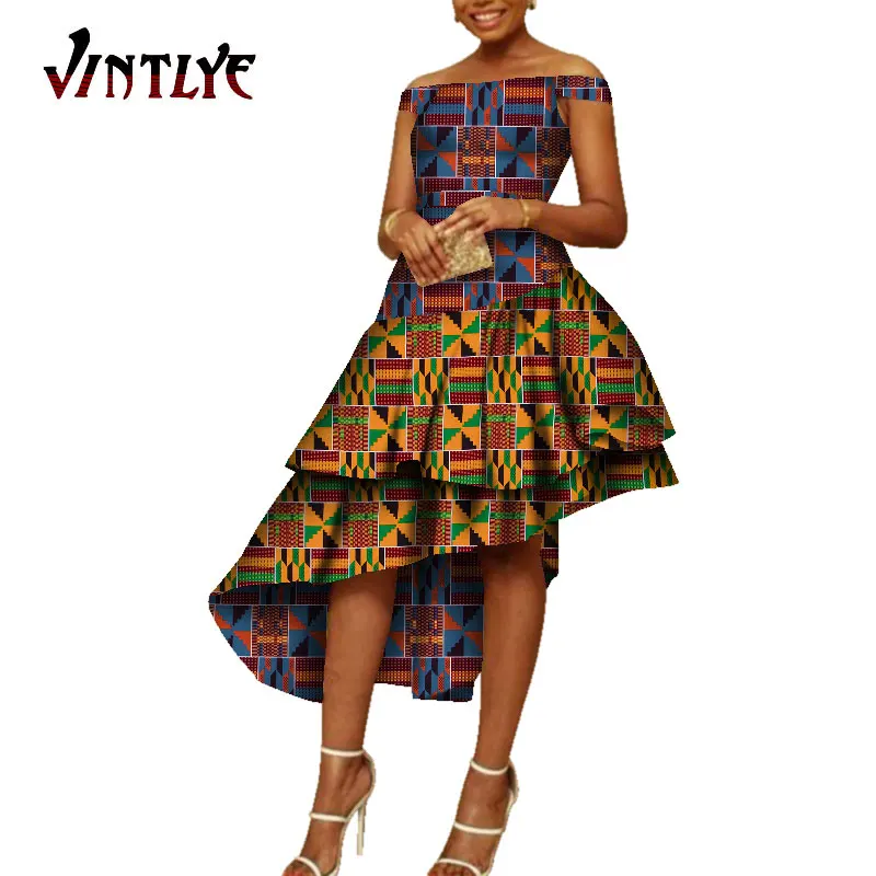 Африканский принт платья для женщин с цветочным принтом трубка платье без