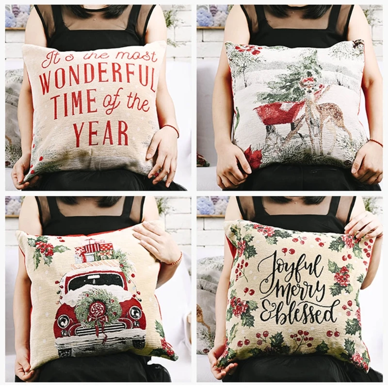 Для волос (4 предмета) Рождество накидка для подушки льняная Подушка диванная
