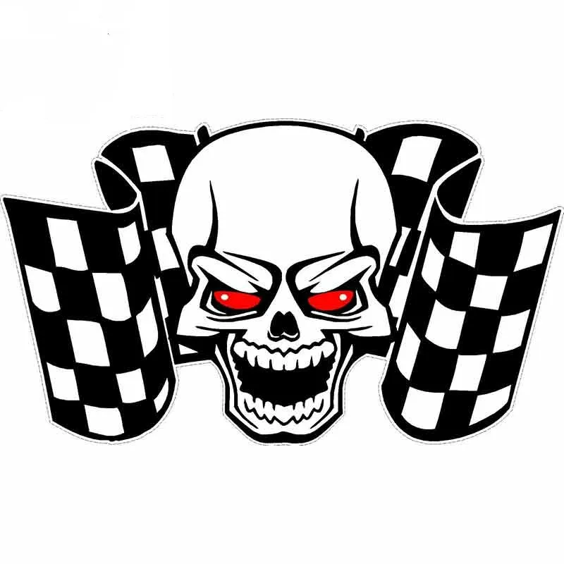 

Car Sticker for Racing Skull Checkered Flag Car Sticker Anime Car Sticker PVC Car Sticker Waterproof Cover Scratches, 13cm*8cm
