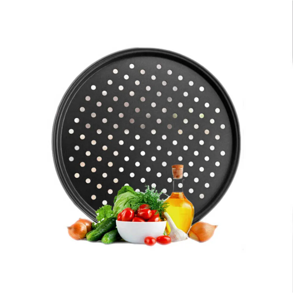 12 дюймовые шестерни с Сталь пиццы пресс форм антипригарный противень дышащими