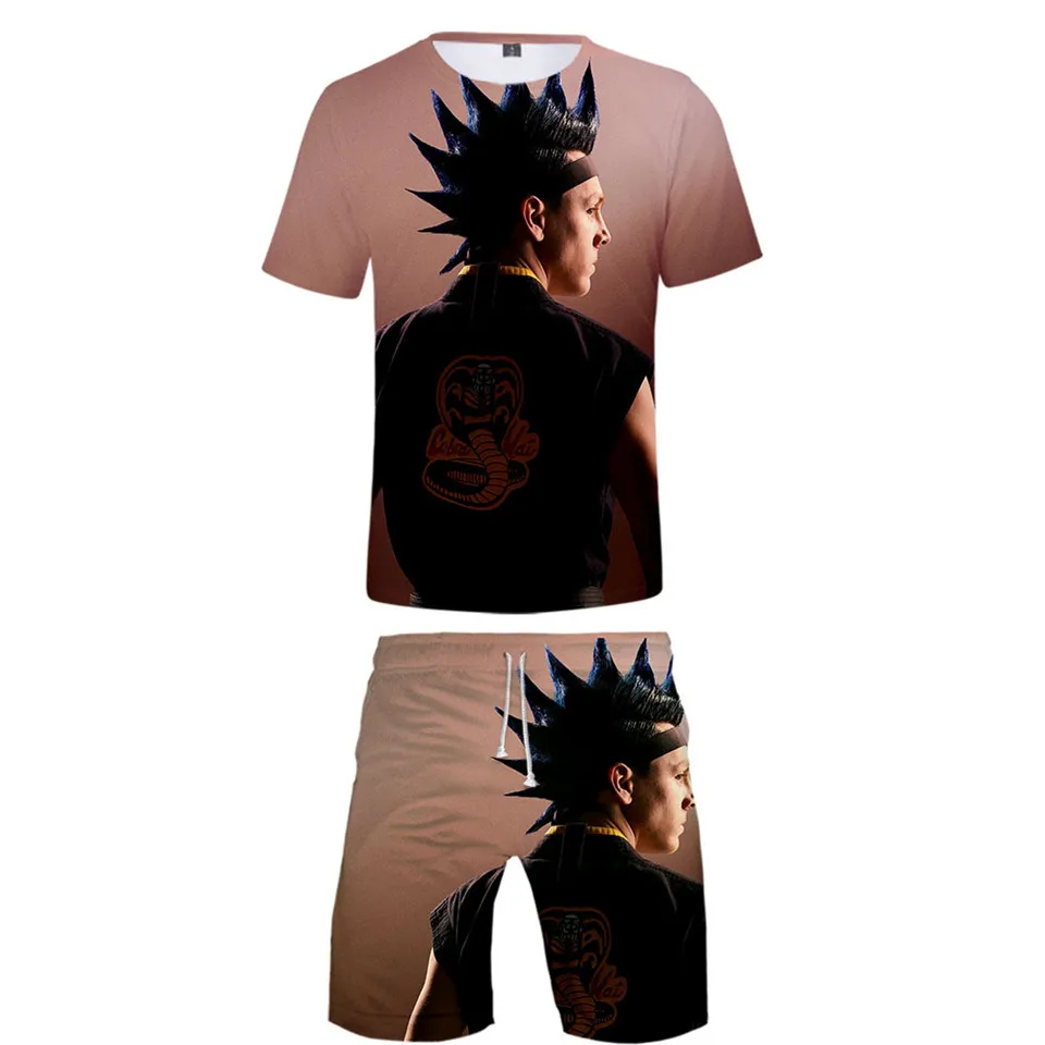 

Children's T-shirt + shorts suit Karate Kid Cobra Kai T Shirt + Beach Shorts Men Casual Shorts Summer Breathable Students Cloth