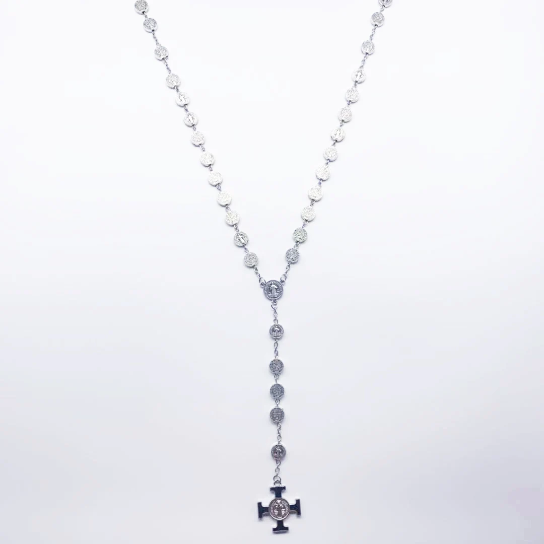 9 мм Посеребренные Круглые модные из нержавеющей стали религиозные крест бусы