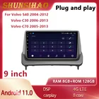Автомагнитола, мультимедийная навигация Android 11 для 9-дюймового Volvo S40 C30 C70 2004-2013 C, головное устройство CarPlay, видеоплеер DSP 128G