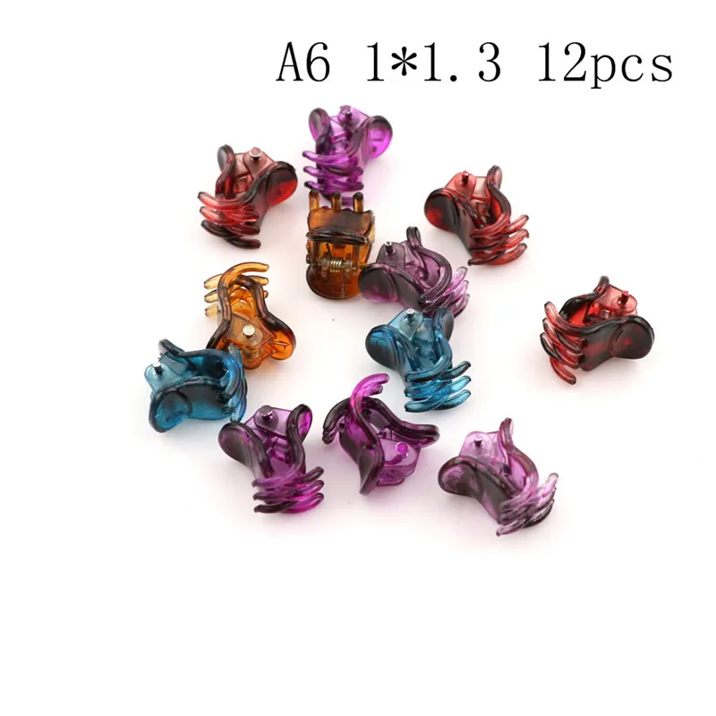 Pinzas para el pelo de 12 piezas para mujer y ni&ntilde;a, accesorios de pl&aacute;stico transparente negro, marr&oacute;n, Mini pinzas para el pelo, regalos-4