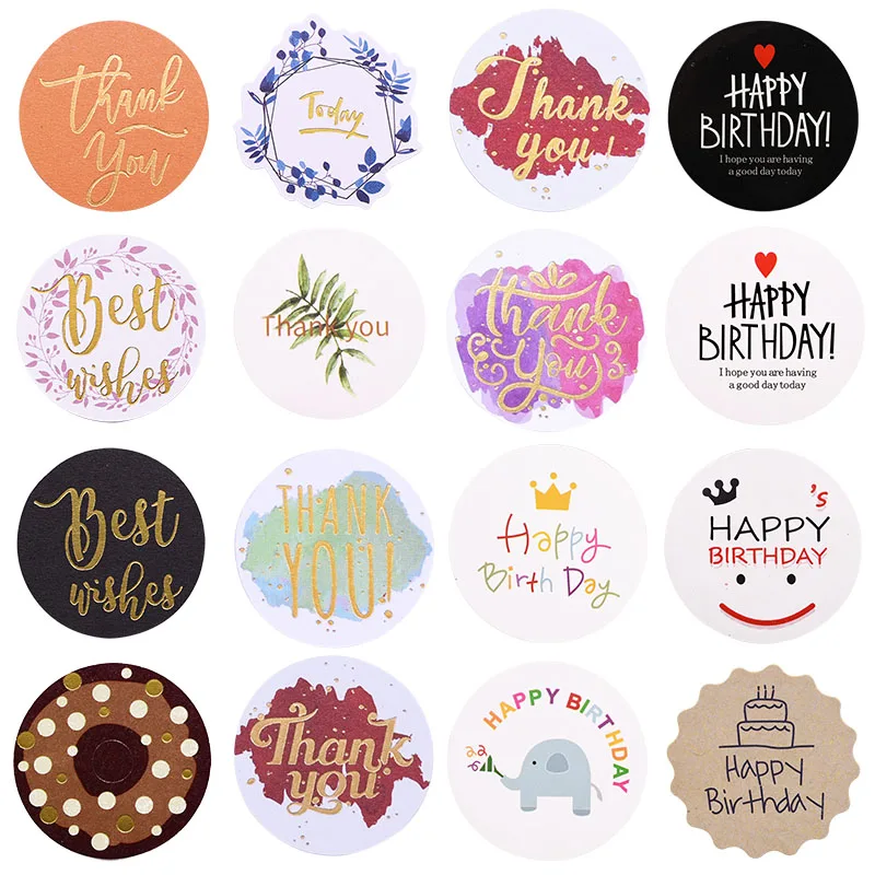 

10 Sheets Thank You Stickers Happy Birthday Gift Labels Birthday Party Favors Gift Bag Sticker Festival Wedding Favor Supplies