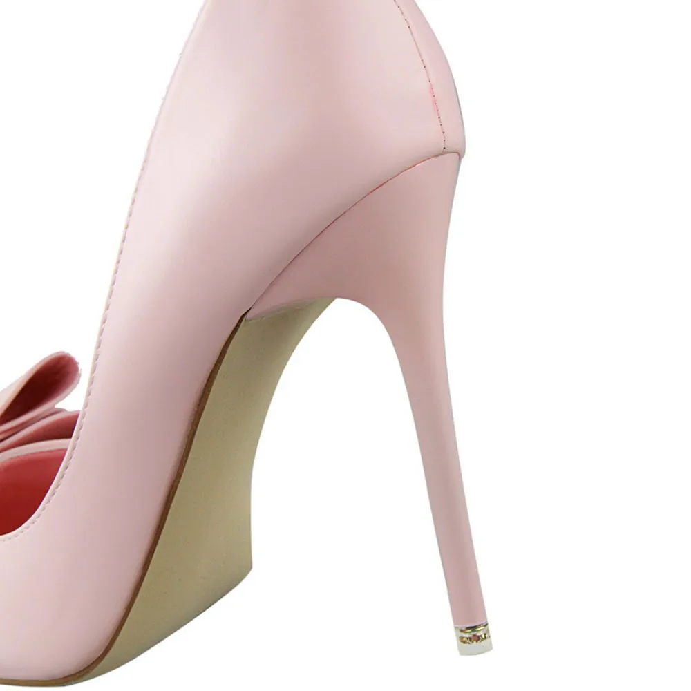 

Ladies Charm Bowknot Sexy High Heel Shoes Women Spring Summer Thin High Heels Shallow High Heel Women Single Shoes