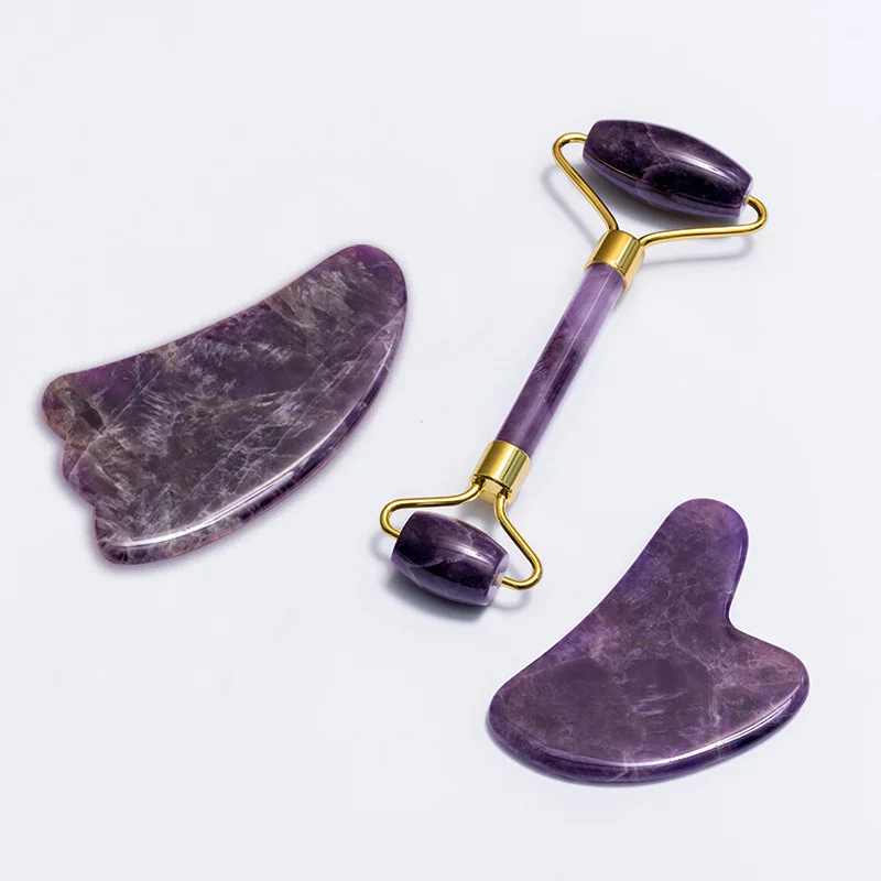 Скребок для гуаши с аметистом инструмент бритья Нефритовый ролик массажер лица