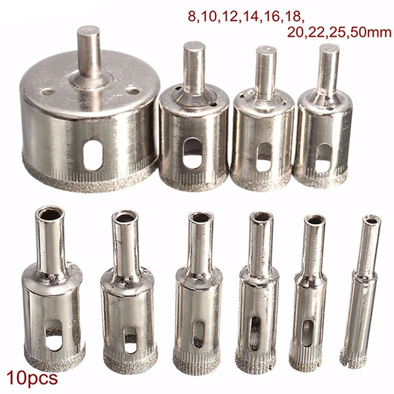 10 шт Алмазное покрытие кольцевая пила сверло Набор инструментов 8/10/12/14/16/18/20/22/25/50