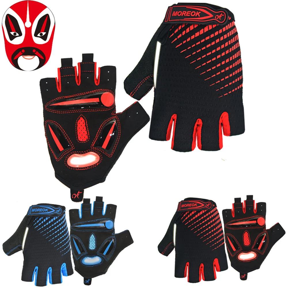

Men Women Face Silicone Outdoor Sports Cycling Light-Reflecting Color Half-Finger Gloves Bike Bicycle Riding Breathable Glove