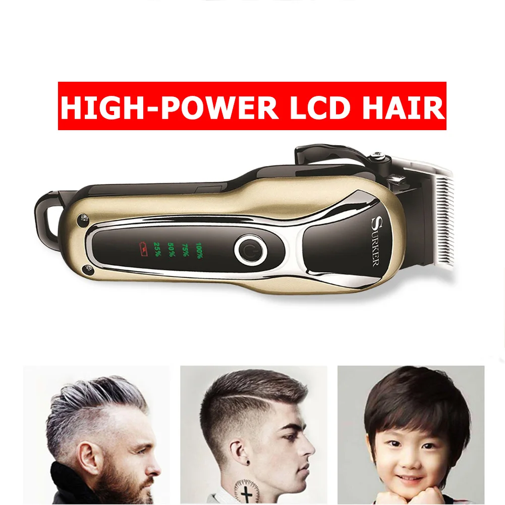 

LCD Hair Trimmer Household Electric Hair Clippers Hair Cut Machine Men Beard Hair Shaver ow Noise Multifunction Hair Clipper EU
