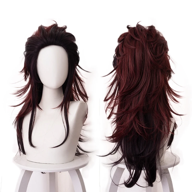 

Anime Demon Slayer Kimetsu no Yaiba Kamado Tanjirou Women Long Wig Cosplay Costume Heat Resistant Synthetic Hair Party Wigs
