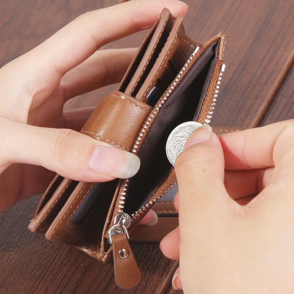 Men Wallets Fashion Short Desigh Zipper Card Holder Men Leather Purse Solid Coin Pocket High Quality Male Purse wallet women