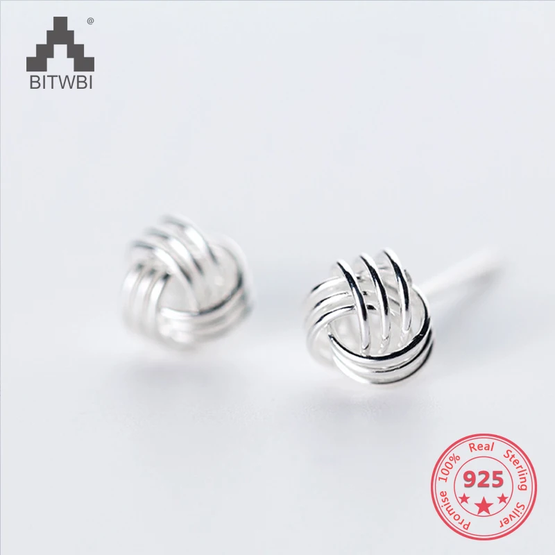

925 Sterling Silver For Women Simplicity Personality Stud Earrings Knot Lovely Ball Of Yarn Luscious Ear Jewelry Holiday Gift