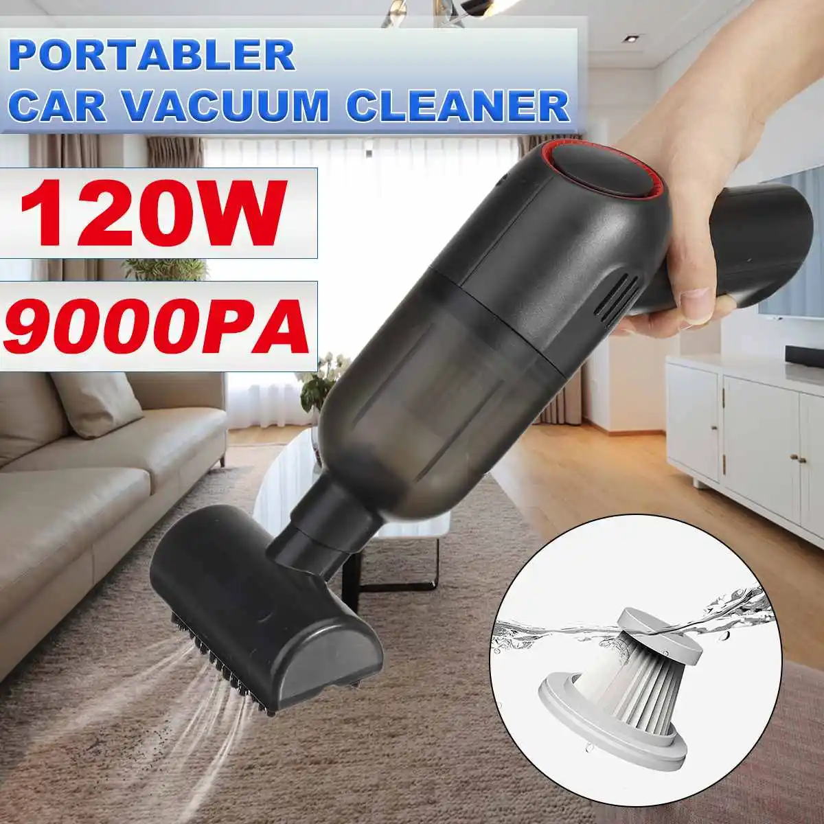 

9000pa Portable Car Vacuum Cleaner Wireless Rechargeable Household Handheld Automatic Vacuum Cleaner 120W High Suction Power