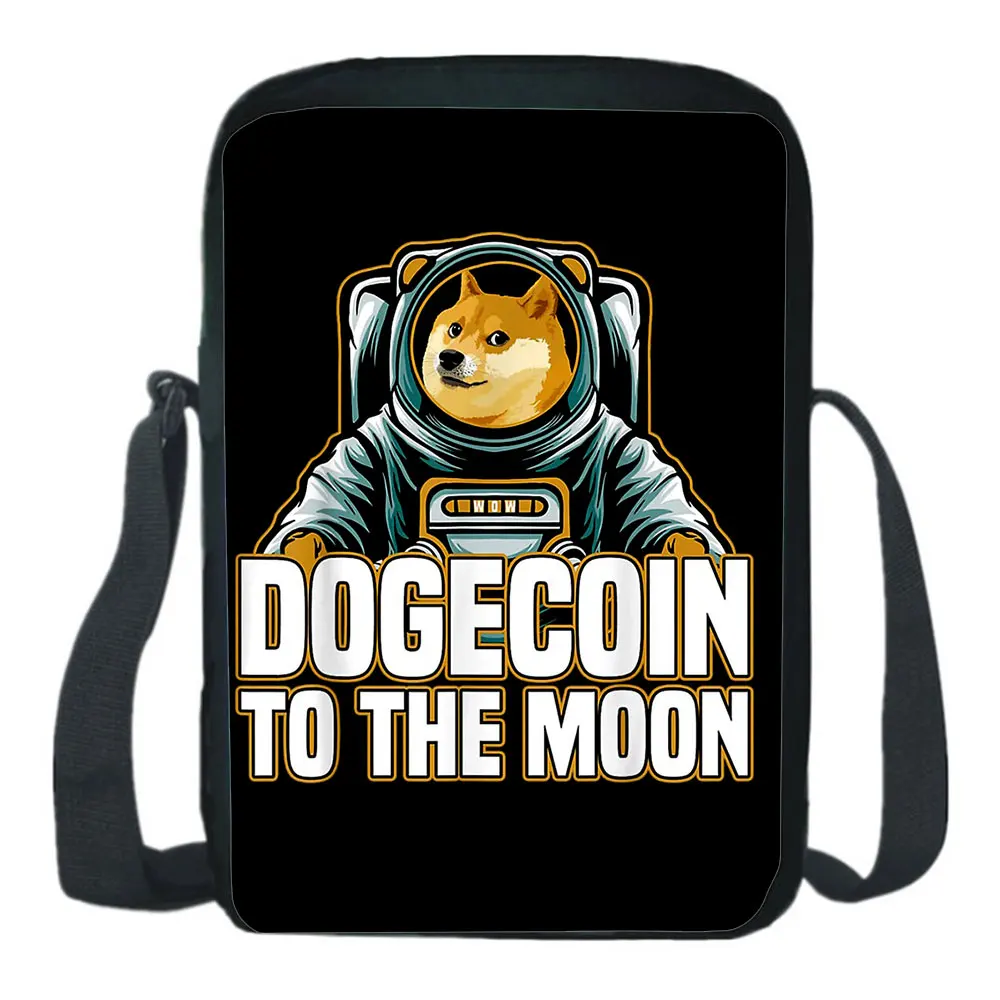 Наплечная Сумка Dogecoin для студентов, сумка-мессенджер для подростков, мультяшный рюкзак через плечо для мальчиков и девочек, школьный рюкзак