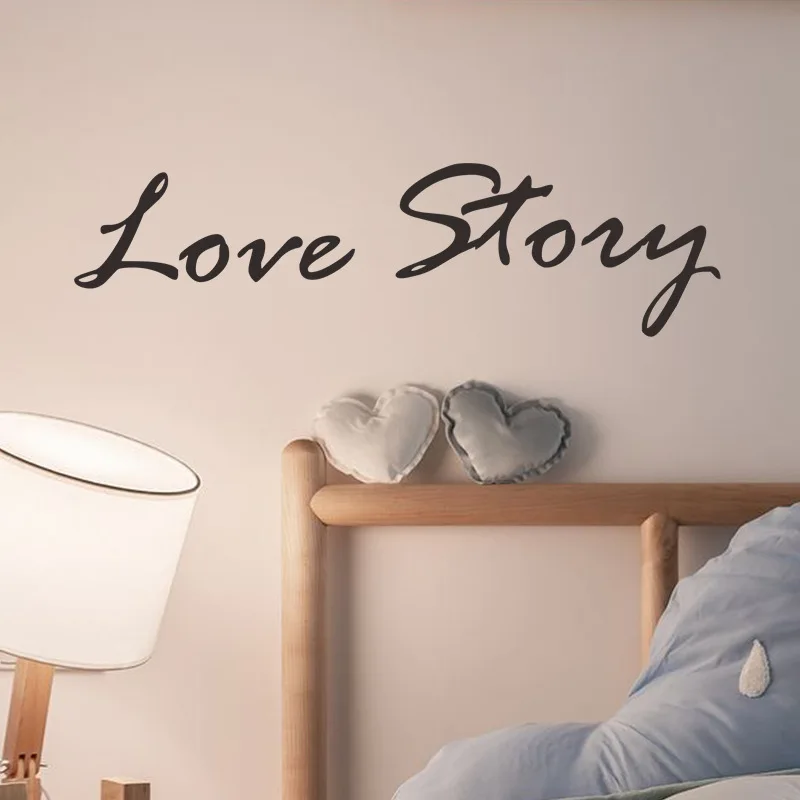 

Wall Stickers Home Decor -English Quote " Love Story " Vinyl Lettering Words Wall Art Quote Sticky Decals