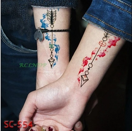 Водостойкая Временная наклейка для татуировок цветные цветы рыба лотос стрела