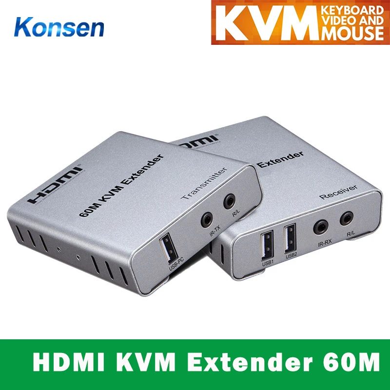 HDMI KVM-удлинитель через cat5/6 ethernet-кабель KVM-переключатель USB HDMI-удлинитель KVM с мышью